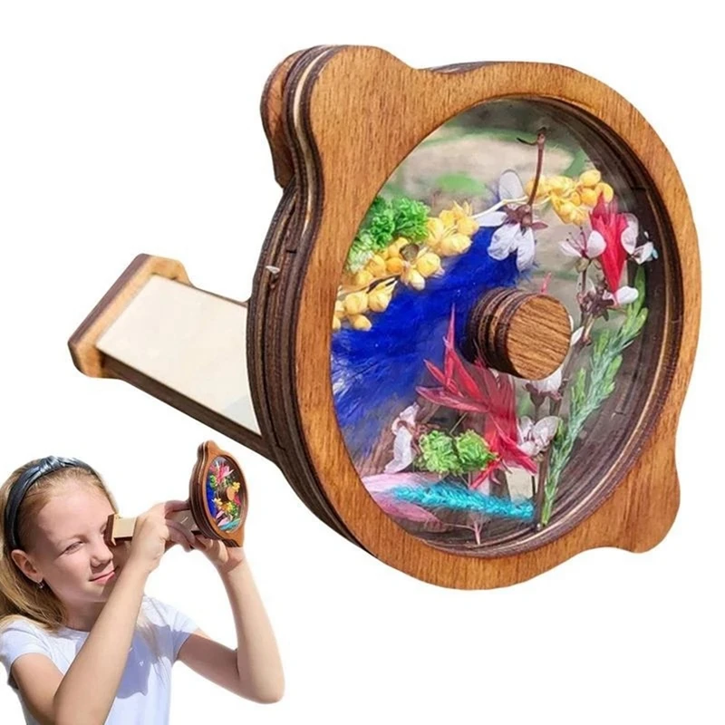 Kit de kaléidoscope bricolage en bois pour enfants, cadeaux personnalisés pour tout-petits, jouet d'extérieur pour enfants, jeu coule parent-enfant, 21x11cm