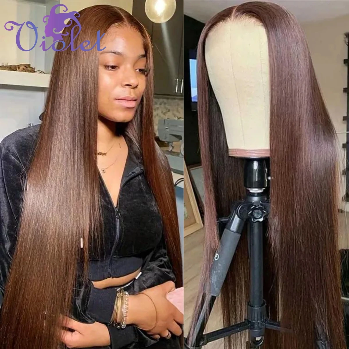 28-30-inch-bone-straight-colored-chocolate-brown-13x4-lace-front-human-hair-wig-220-4-brown-color-transparent-lace-frontal-wig