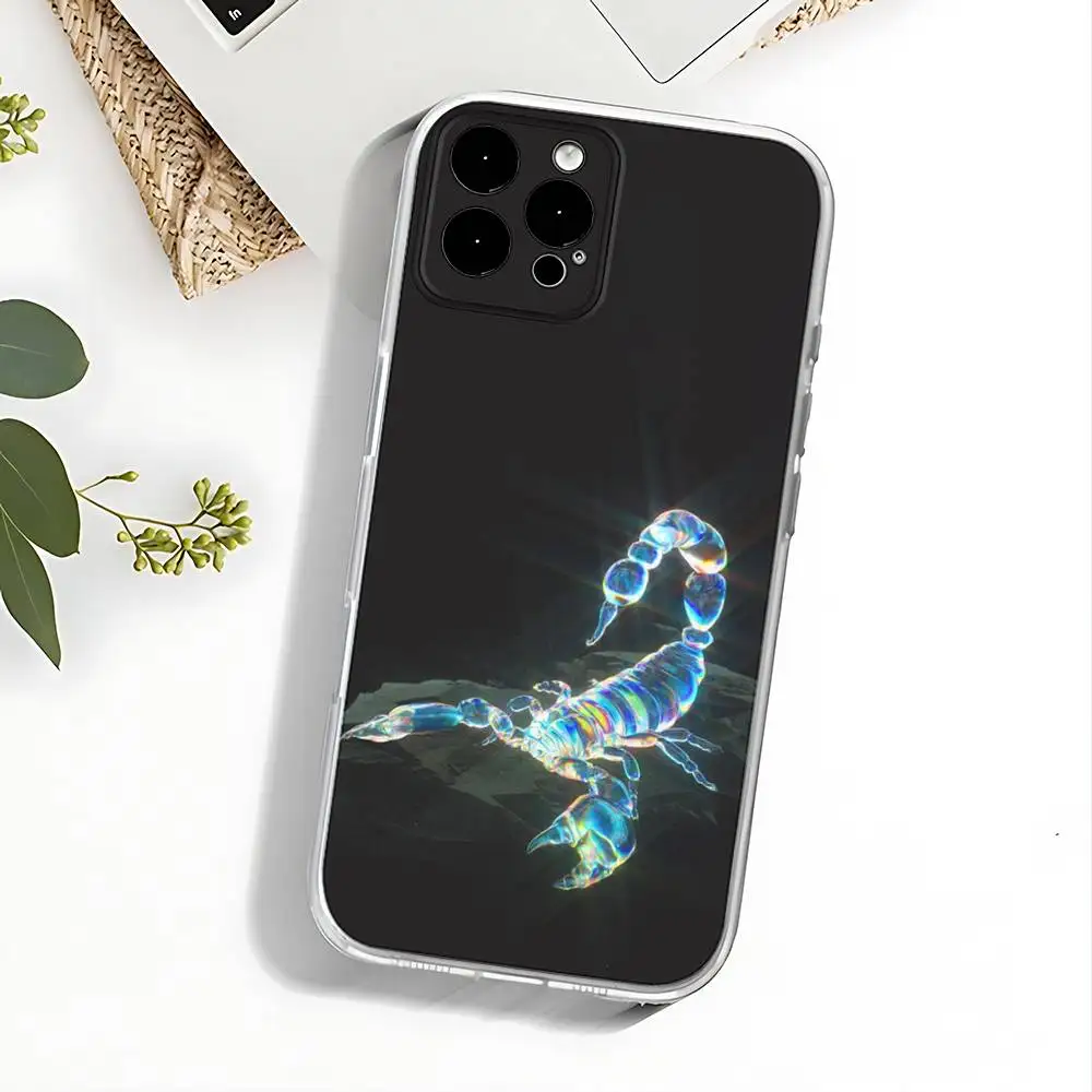 Coole Insekt Scorpion Handyhülle für iPhone 17,16,15,14,13,12,11 Pro,Max,Plus,X,XS,XR,SE4,E Mini Transparente Softcover