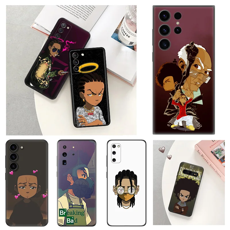 Phone Case For Samsung S24 Note20 Ultra S23 S22 S21 S20 Galaxy S10 Plus The Boondocks Cartoon Black Soft Anti-Drop Cover image 2