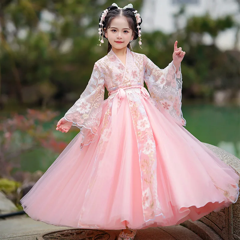 ピンク子供韓服ドレスコスプレ中国の女の子韓服妖精ドレス中国スカート王女古代実行衣装 Vestido 韓服