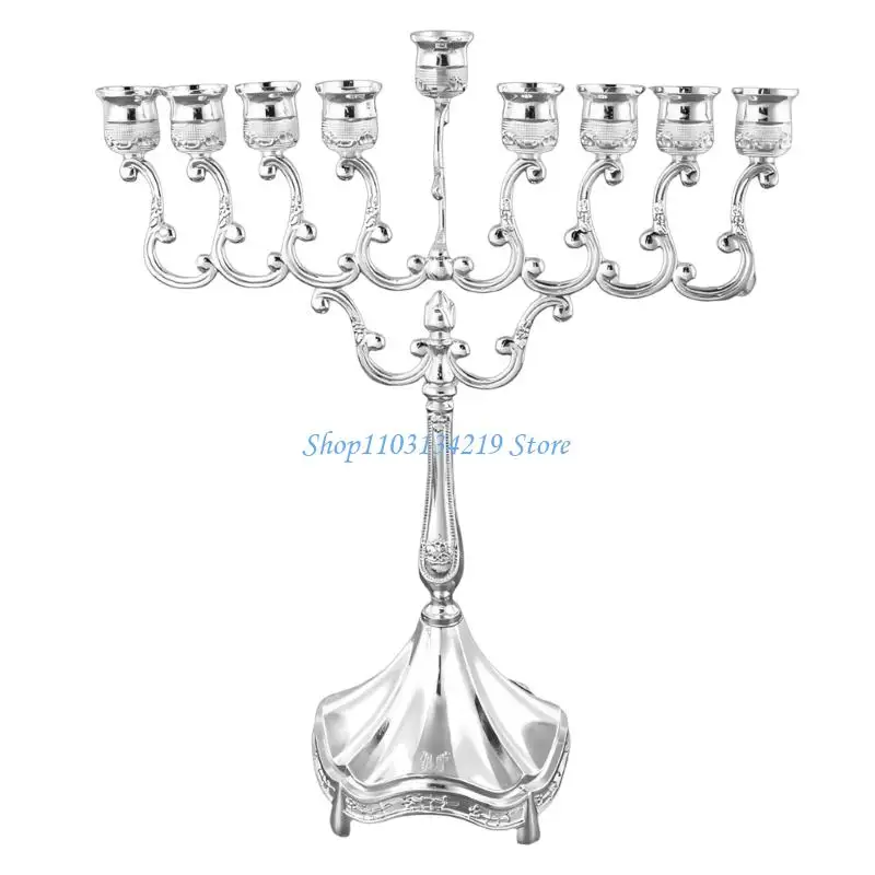 N5KC Hanukkah Menorah Holders 9 Branch Elegant Jewish Candelabra Event Decors