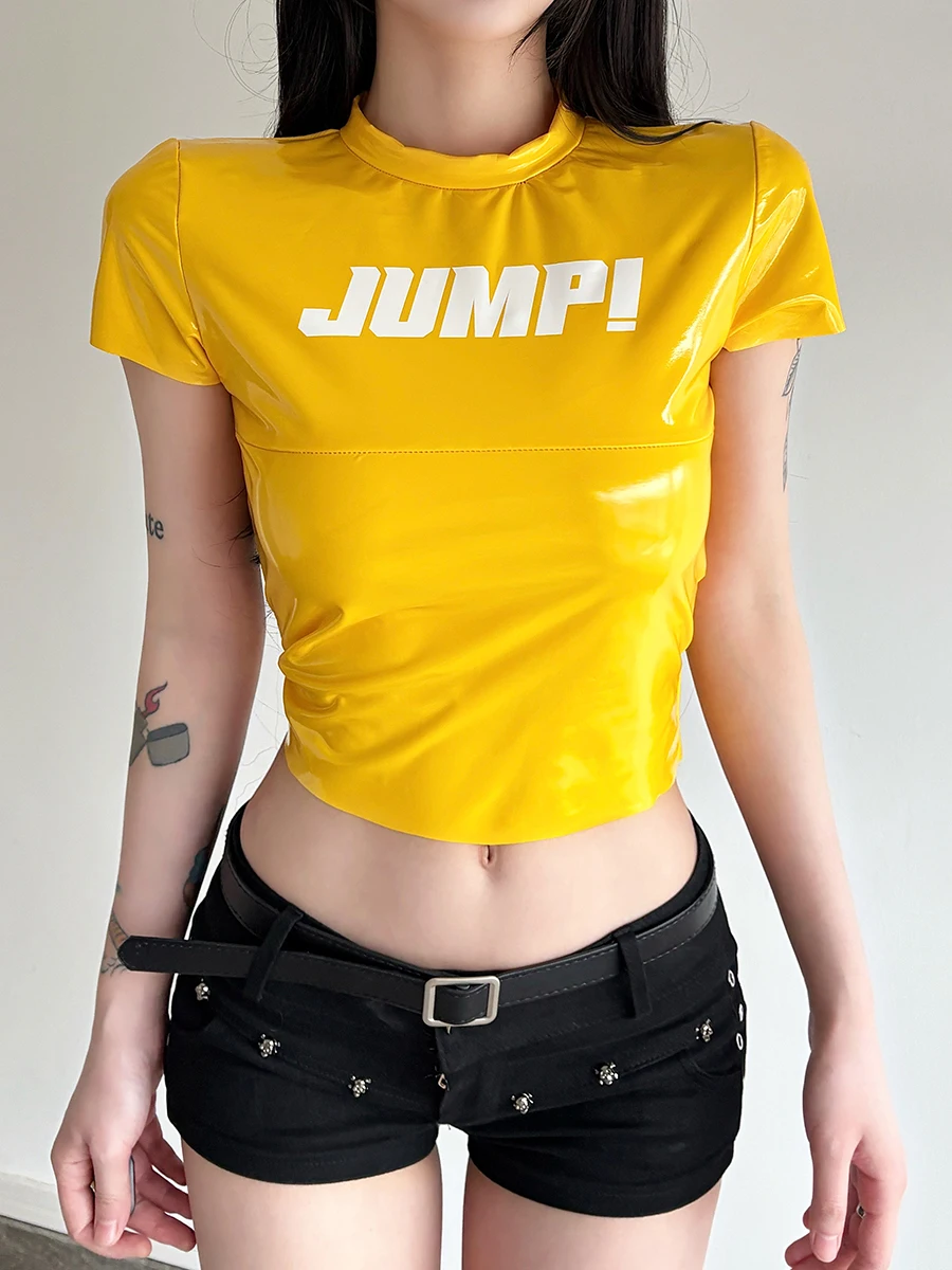 Legal picante iny carta impressão ort sve camiseta feminina rua sle faion couro do plutônio fibra elástica poliéster gato estranho