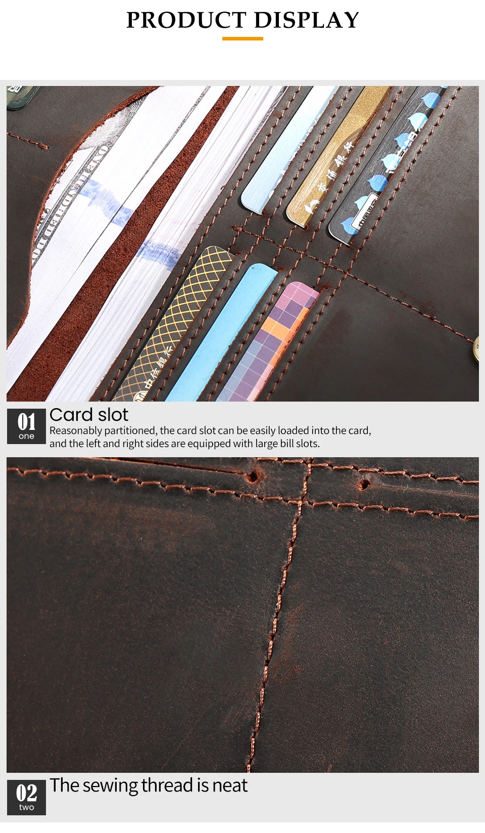 Joyir Echt leder Brieftasche Männer Leder lange Brieftasche Clutch Tasche Vintage männliche Geldbörse für Scheck heft Kreditkarten minimalist ische Geldbörsen – Detail 10