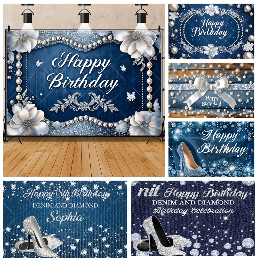 

Rhinestone Glitter Blue High Heels Adult Ceremony Girl Gifts Party Banner Backdrop Custom Kid Room Photo Poster Decor Background