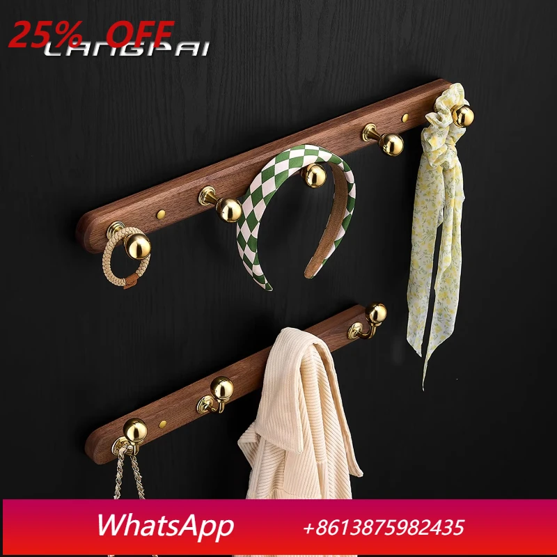

Yjq solid wood non-punching row hook coat door hanger