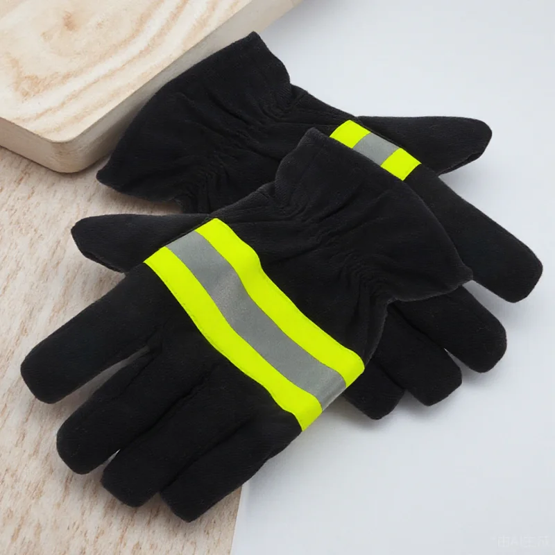

Fire Retardant Gloves Reflective Strip Men Firefighter Work Safety Durable Cotton High Temperature Resistance Insulation