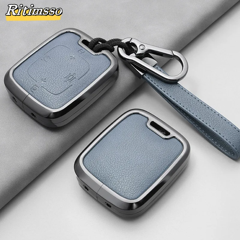 Zinc Alloy+ Leather Car Key Case Cover for Zeekr 001 Protection  Keychain Holder Shell Fob Bag Interior  Car Accessories