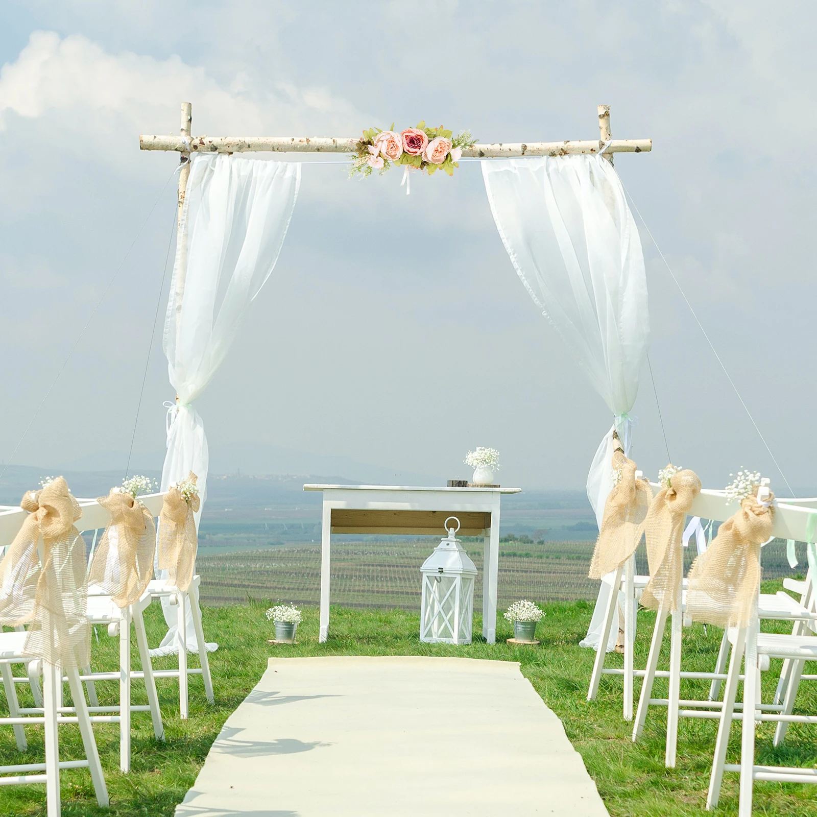 

2 Pcs Wedding Arch Simulated Mirror Flower Decor Flowers for Ceremony Faux Garland Floral Swags