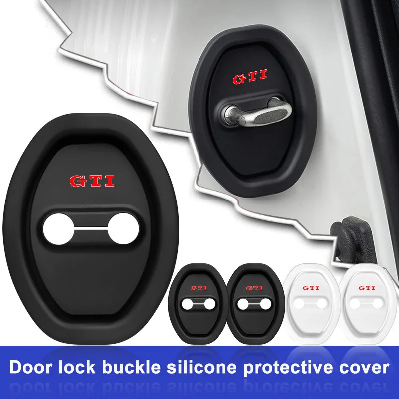 

4pcs Car Door Lock Protect Cover Silica Gel Case Accessories Emblem For VW GTI CC Golf 6 7 GTI Tiguan Passat B5 B6 B7 Jetta