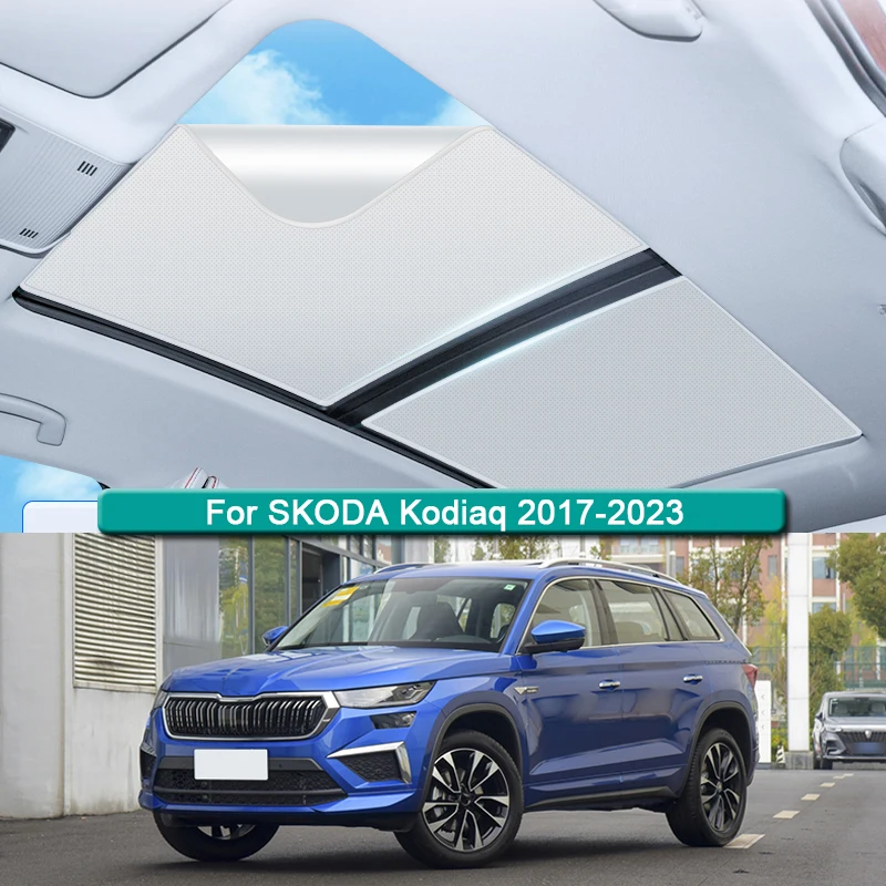 For SKODA Kodiaq 2017-2023 Electrostatic Adsorption Car Roof Sunshade Skylight Blind Shading Windshield Sun Shades Sunroof Cover