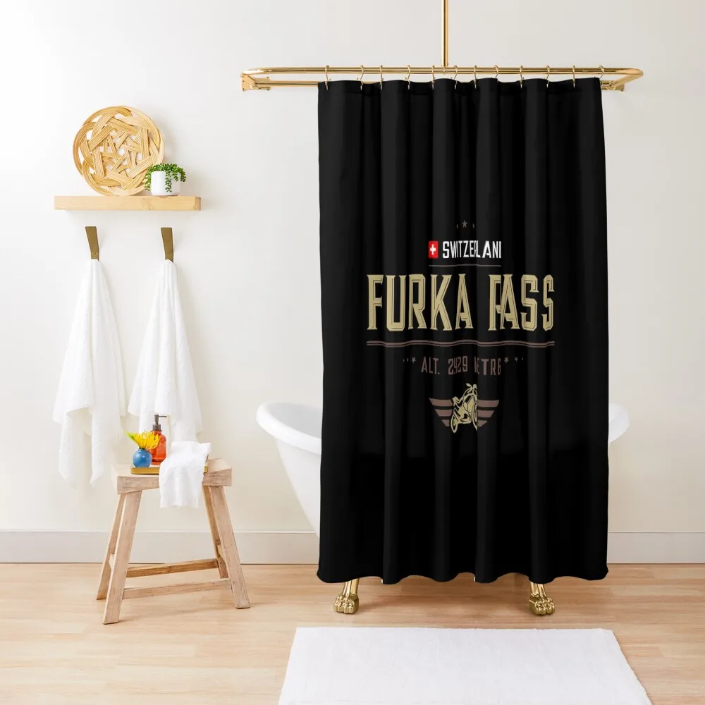 

Furka Pass Switzerland 01 Motorcycle T-Shirt + Sticker Shower Curtain Shower Bath Bathroom Deco For Bathrooms Curtain