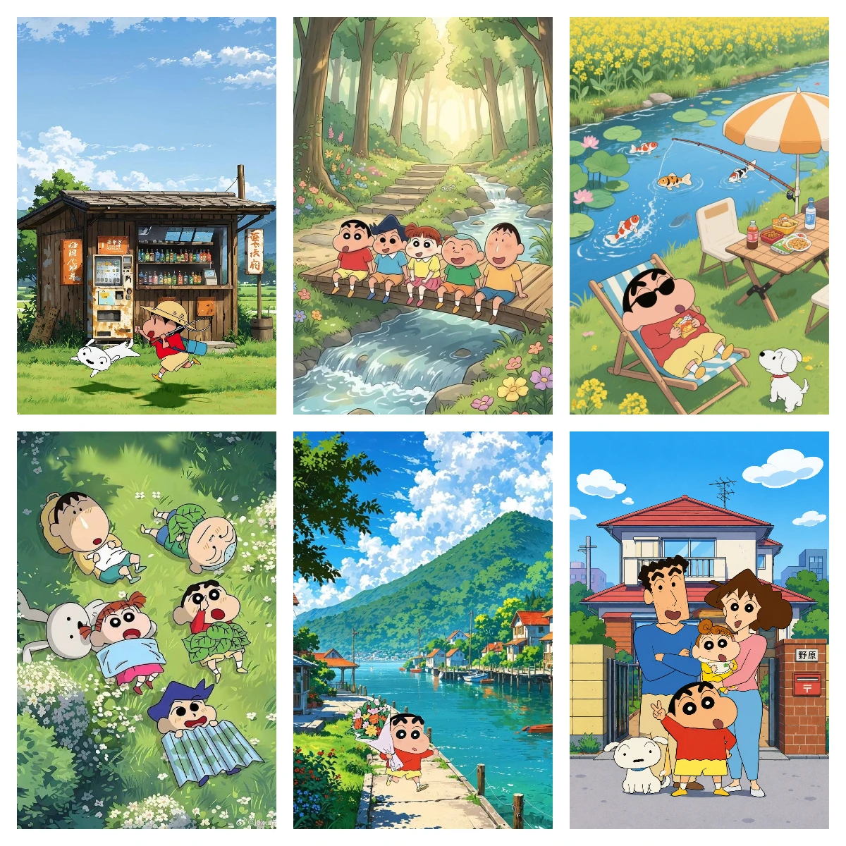 DIY Crayon Shin-chan Sommerstadt-Landschaft Diamantmalerei Moderne Wanddekoration für Wohnzimmer und Schlafzimmer