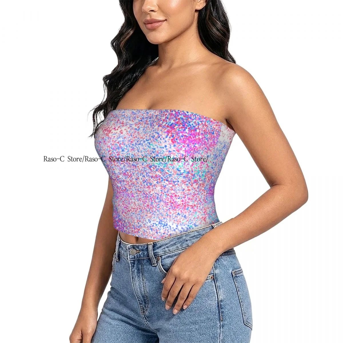 Strapless Sexy Tube Tops Summer Outfits Women Backless Shoulder Wrap Stylish Shining Dots Female Crop Top