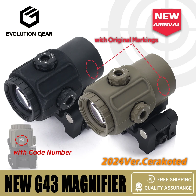 

G43 3X Magnifier Evolution Gear NEW 2024 Ver.Airsoft Modern Version US Flag Marking with Original Markings