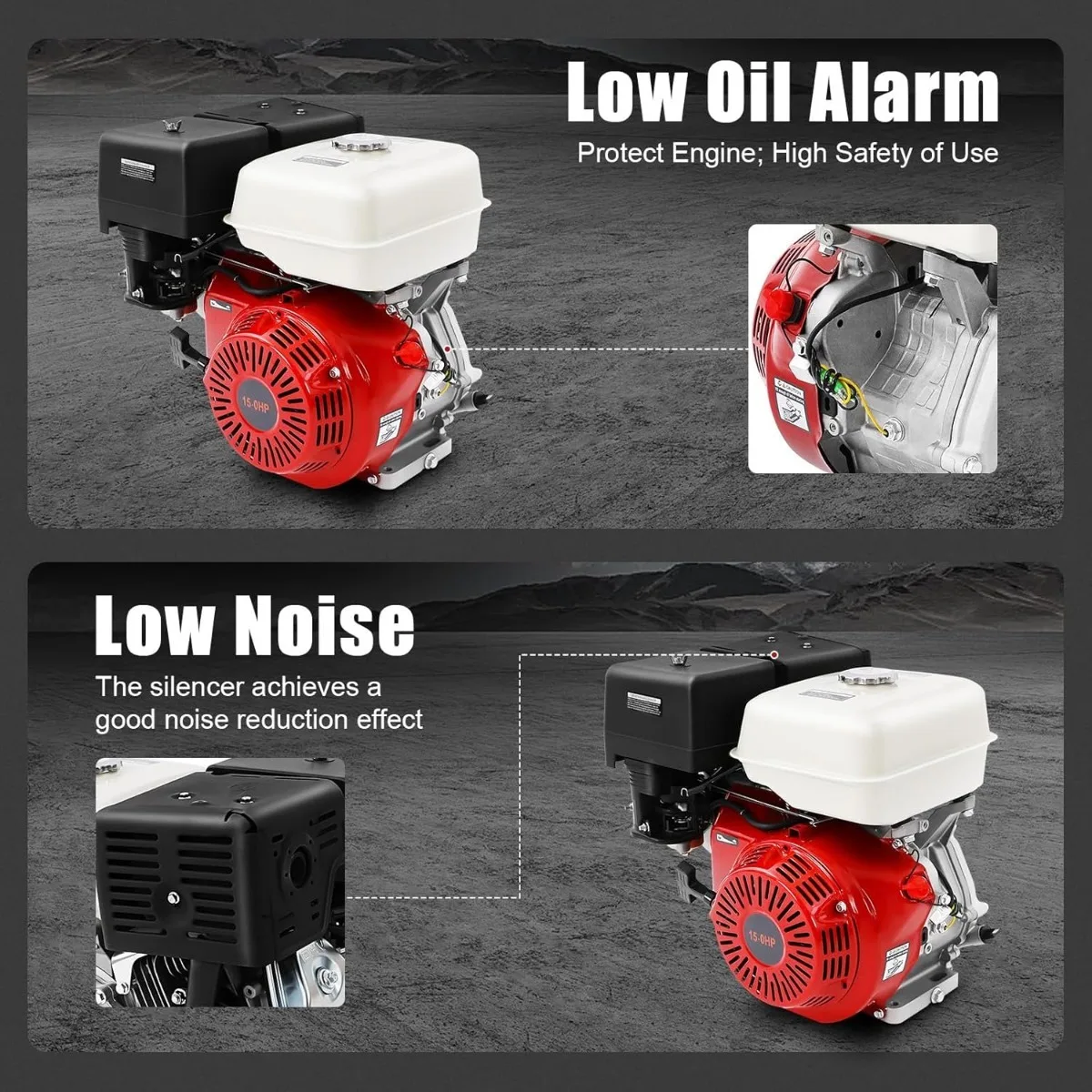 محرك 420cc 4-السكتة الدماغية 15 حصان محرك محمول بعمود أفقي يعمل بالغاز اسطوانة واحدة سحب بدء محرك بنزين للكارت #5