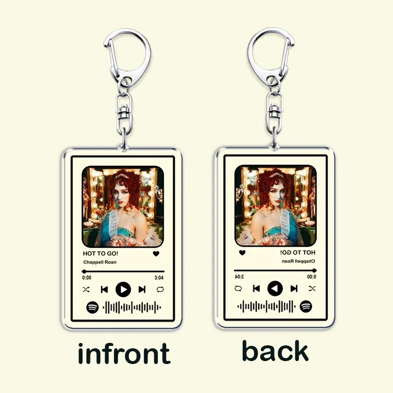 Popular Singer Music Keychains for Women Bag Accessories Good Luck Babe Pink Pony Club Songs Playlist Keying Jewelry Fans Gifts