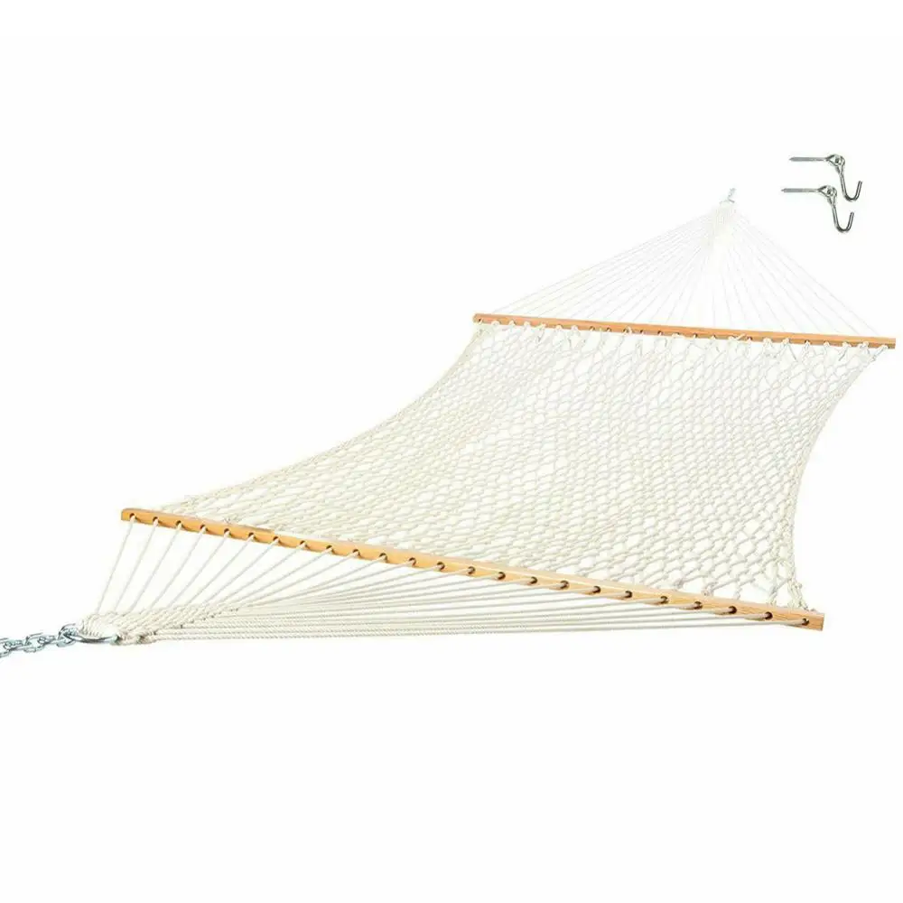 Outdoor Travel Wooden Stick Cotton Rope Hammock Swing Hanging Sleep Bed Netting