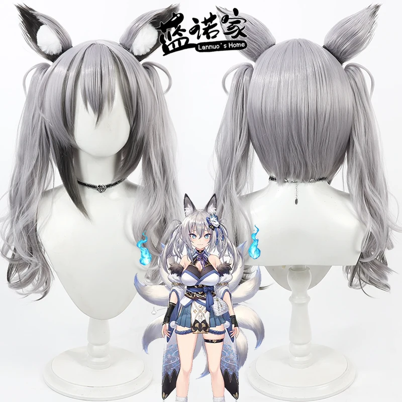 

Virtual YouTube Vtuber Inari Iroha Cos Cosplay Wig Halloween Carnival Party Props Synthetic Hair Heat Resistant Fiber + Wig Cap