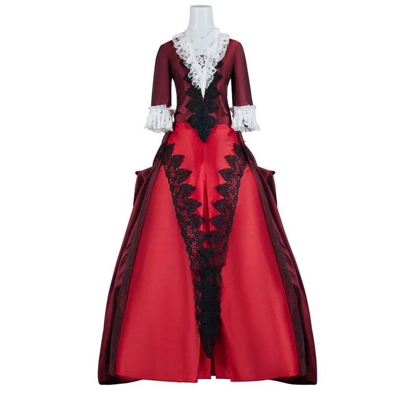 

Women Victorian Medieval Dress Cosplay Elegant Long Gown Red Dress Court Royal Princess Renaissance Costume for Halloween