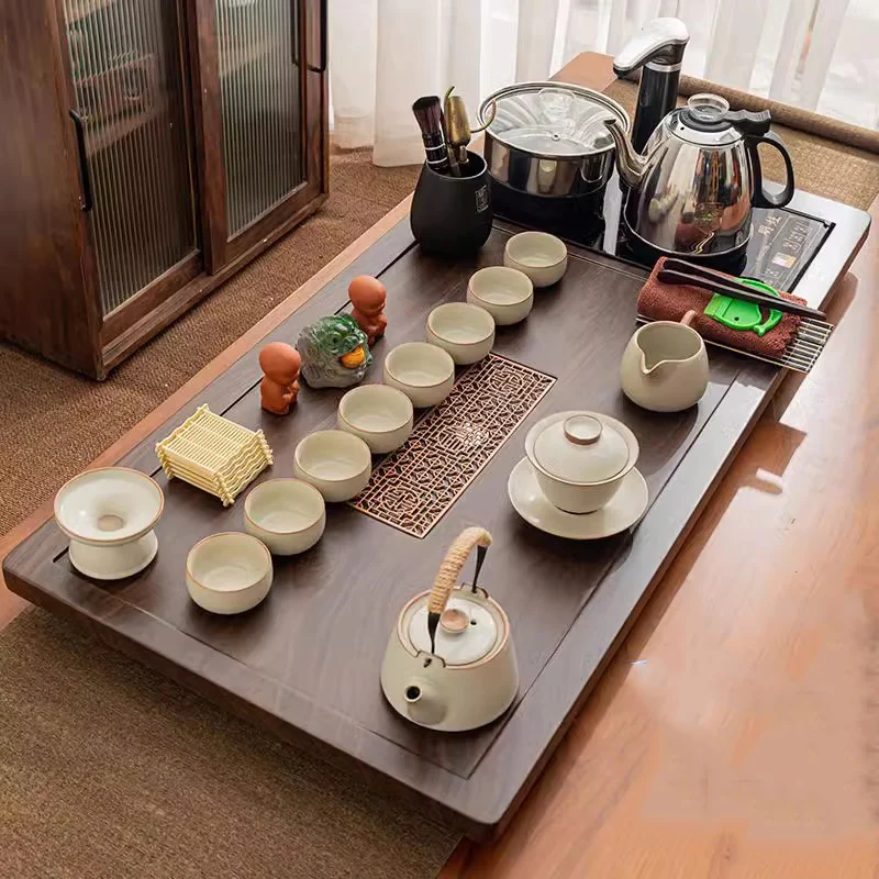 Serving Luxury Tea Tray Wooden Accessories Decorative Drip Drainage Tea Tray Rectangle Pot Long Kitchen Bandeja Madera Teaware view 4