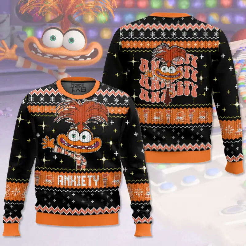 

Inside Out Anxiety Ugly Christmas Sweater Joy Anger Sadnees Pullover Plus Size Holiday Party Sweater for Men Women Xmas Gift