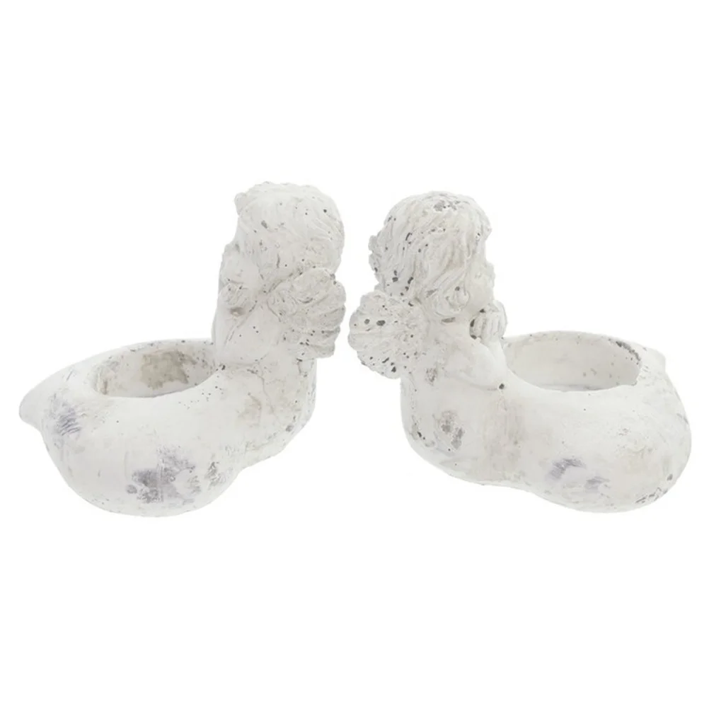 2Pcs Angel Holders Creative Resin Desktop Decor Stable Wedding Party Adornment Stand Adorable Candleholder