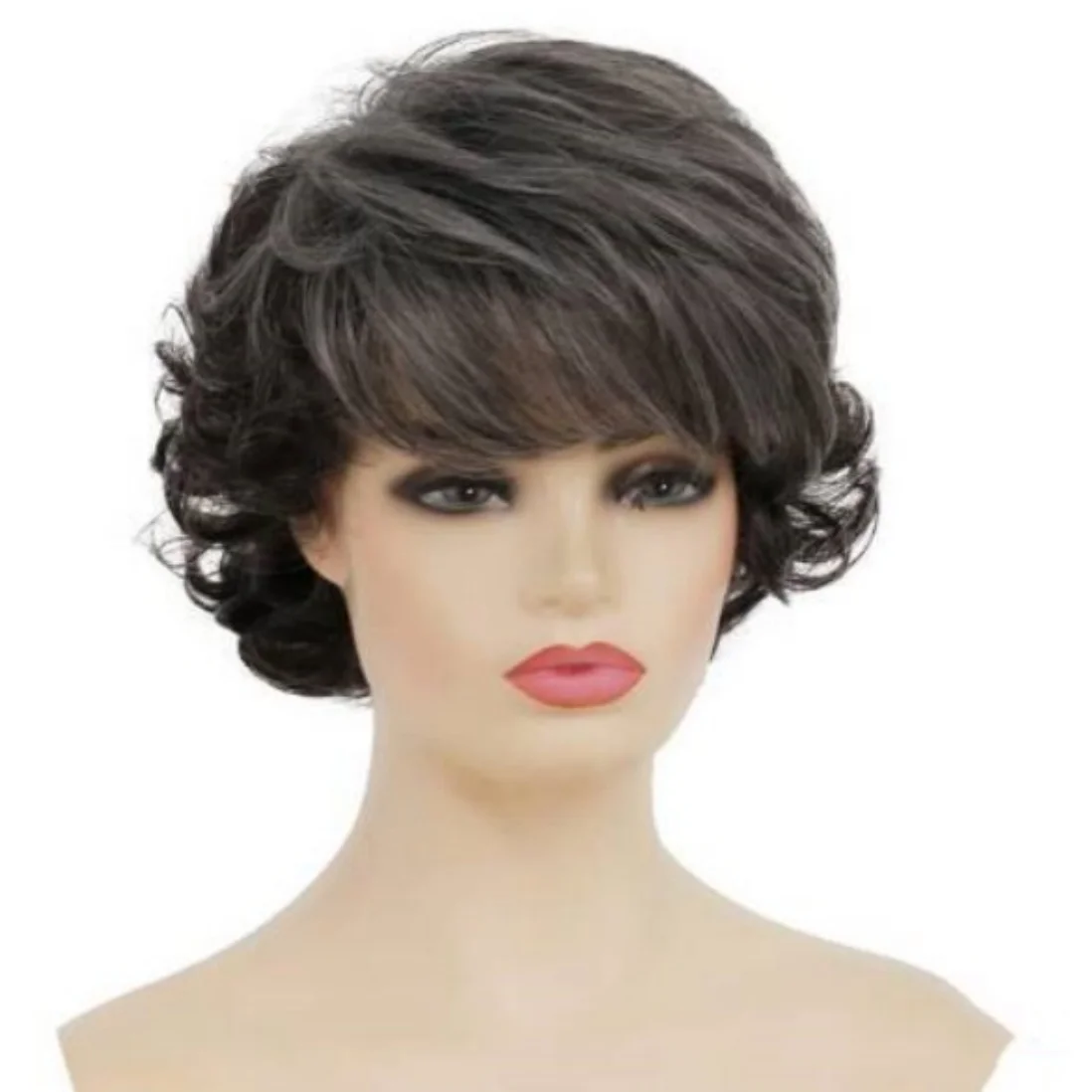 Sallcks Short Curly Grey Wigs for Women Soft Synthetic Heat Resistant Hair Replacement Full Wigs for Daily Party Use