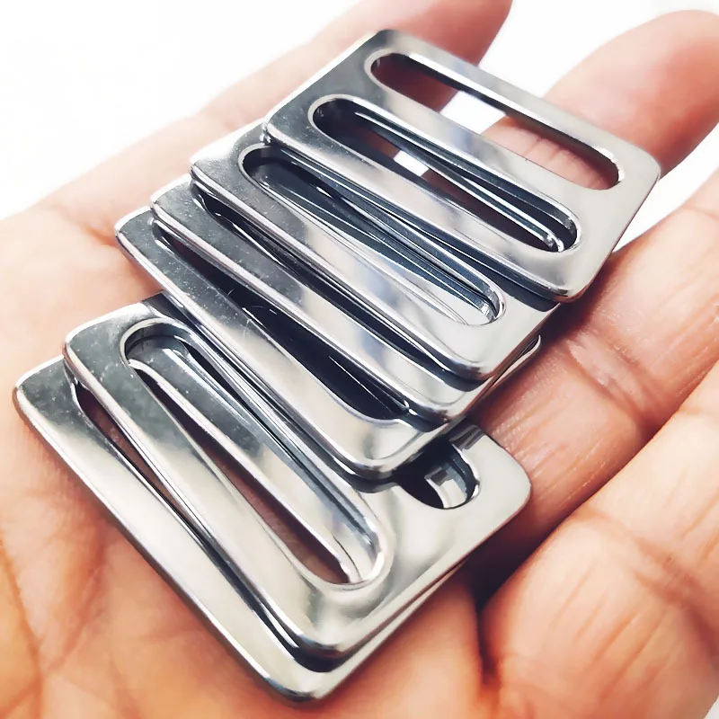 1Piece Stainless Steel Tri-Glide Buckle Strap Adjuster Full Slider Square Ring Buclke for Bag Belt Webbing Parts Accessories