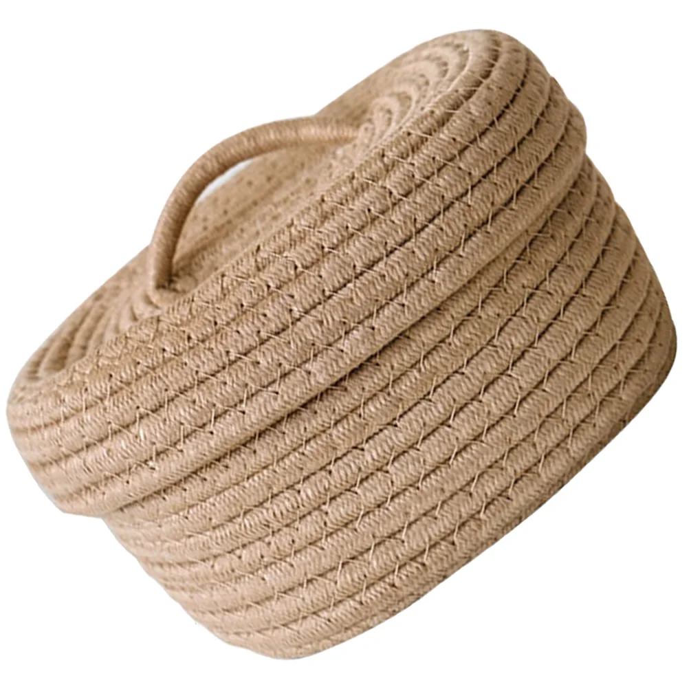 

Nordic Simple Style Covered Rope Storage Box Desktop Snacks Toy Cosmetics Basket Khaki Color Versatile Cotton Woven Organizer