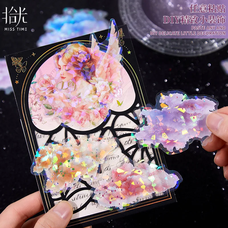 10pcs/lot Kawaii Stationery Stickers flowing light and overflowing colour Junk journaling stickers  Scrapbooking Supplies