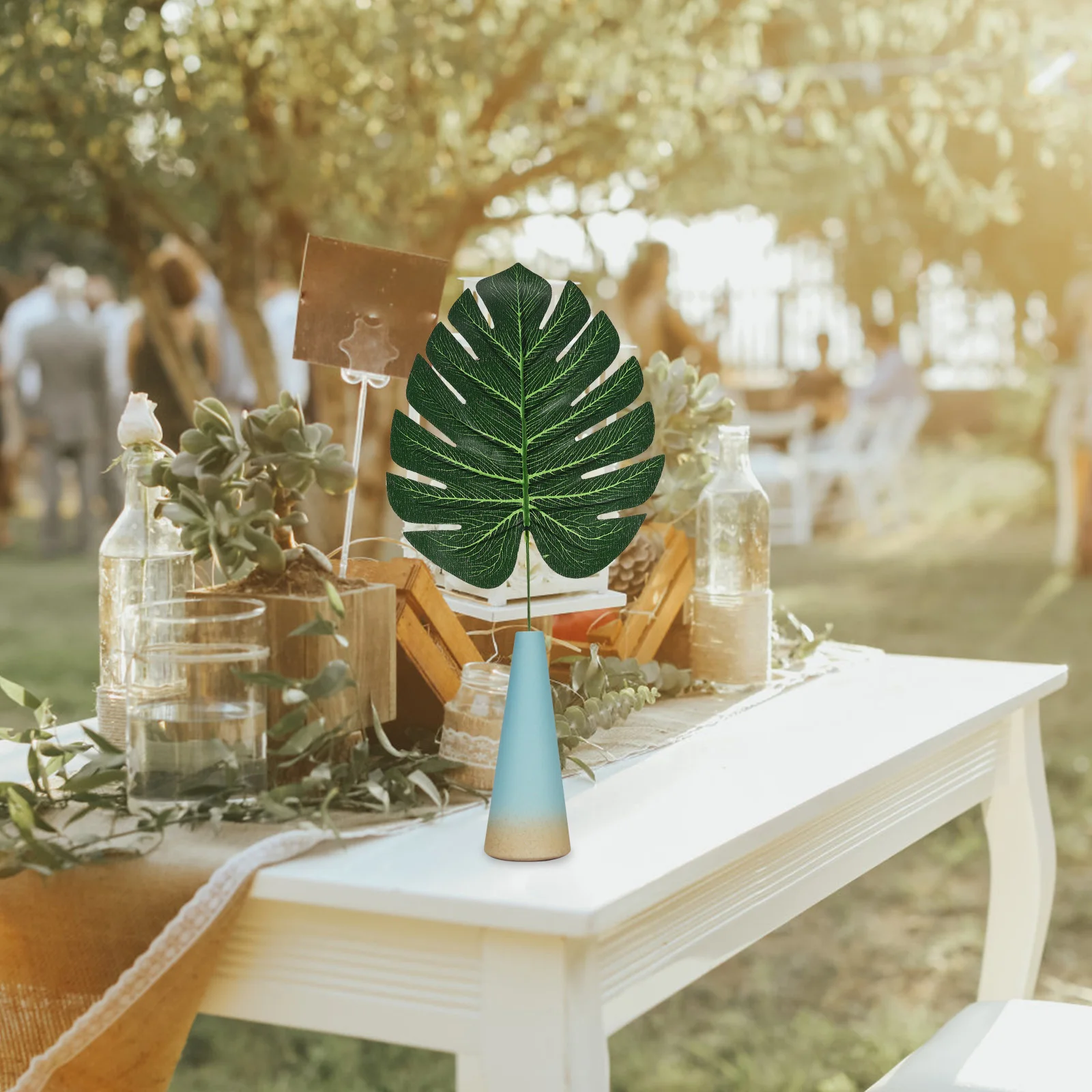

12pcs Fake Monstera Leaves Artificial Plants Simulation Turtle Leaves For Home Decoration Realistic Tropical Faux Leaf