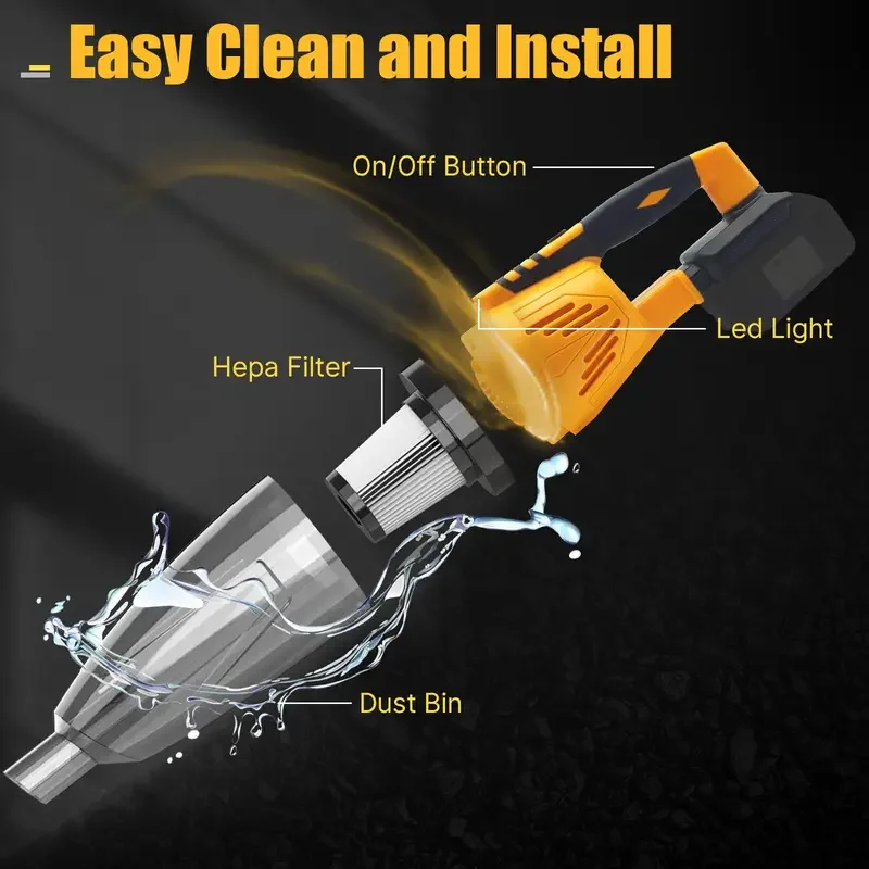 Cordless vacuum cleaner, portable car vacuum cleaner, used for hard floor car pet hair cleaning (no battery)