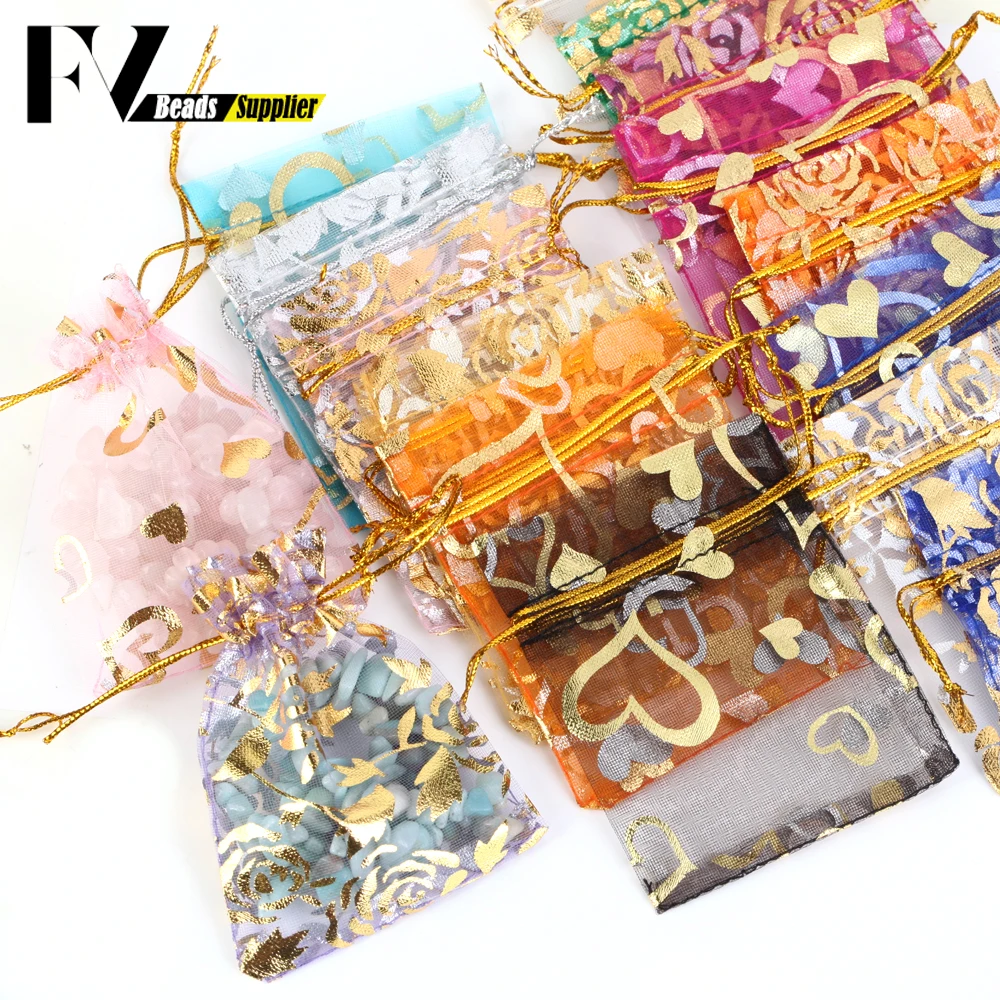 50pcs/lot Colorful Drawstring Organza Bags Jewelry Packaging Bags Candy Wedding Birthday Bags Gifts Sweets Pouches Wholesales