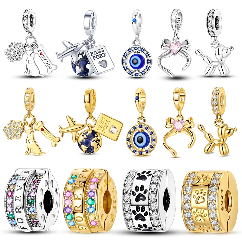 Charms 925 Silver Hot Sale Gold And Silver Two-Tone Models Series Charms Beads Fits 3mm Original Bracelets For Women DIY Jewelry