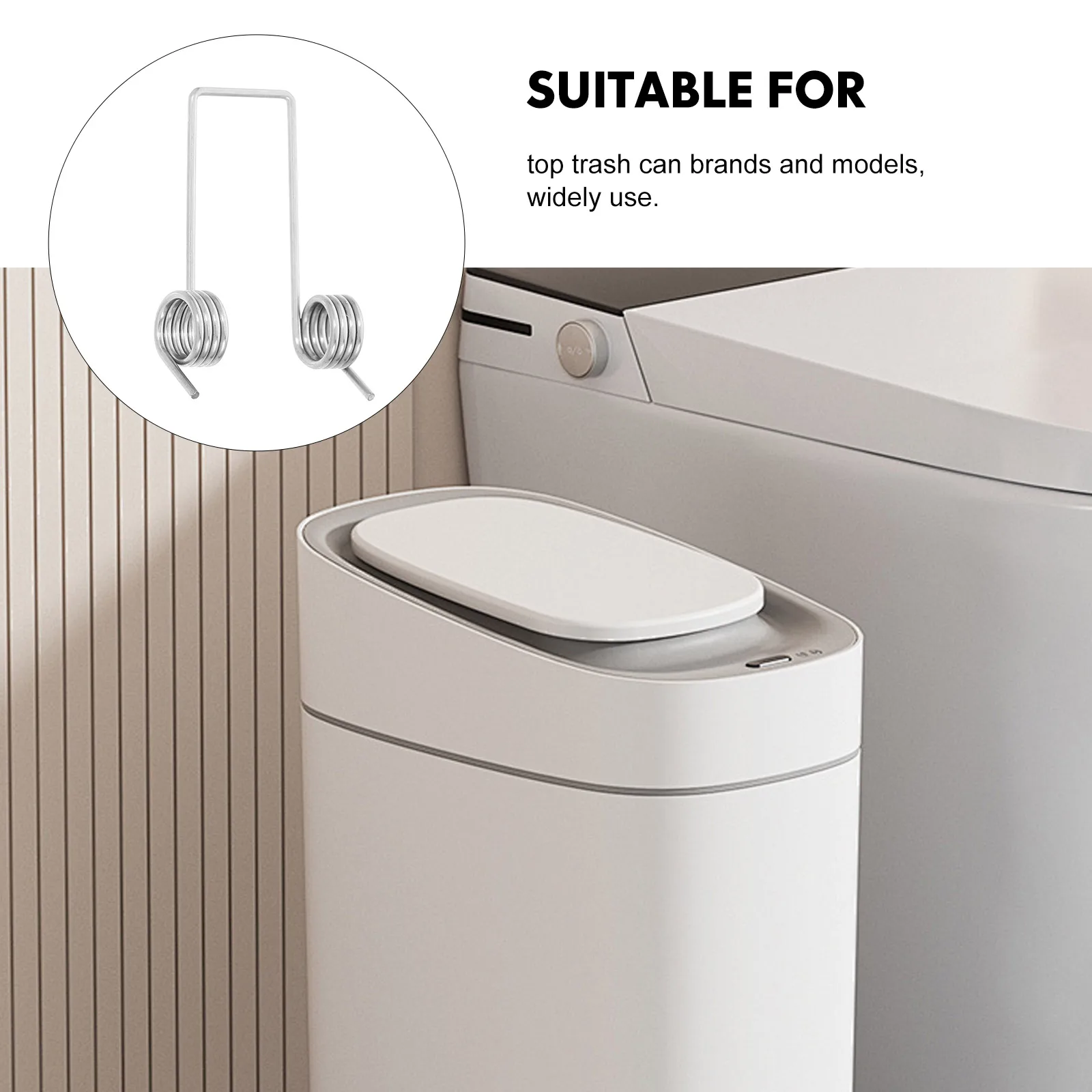 6 Pcs Household Press Switch Trash Can Stainless Steel Garbage Adjustable Spring