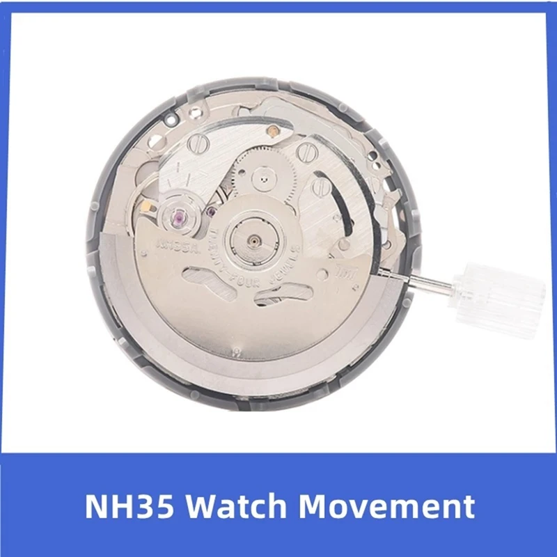 1Set NH35/NH35A 3-Character Calendar 3-Needle Movement With Lever High-Precision Automatic Mechanical Movement Silver Parts