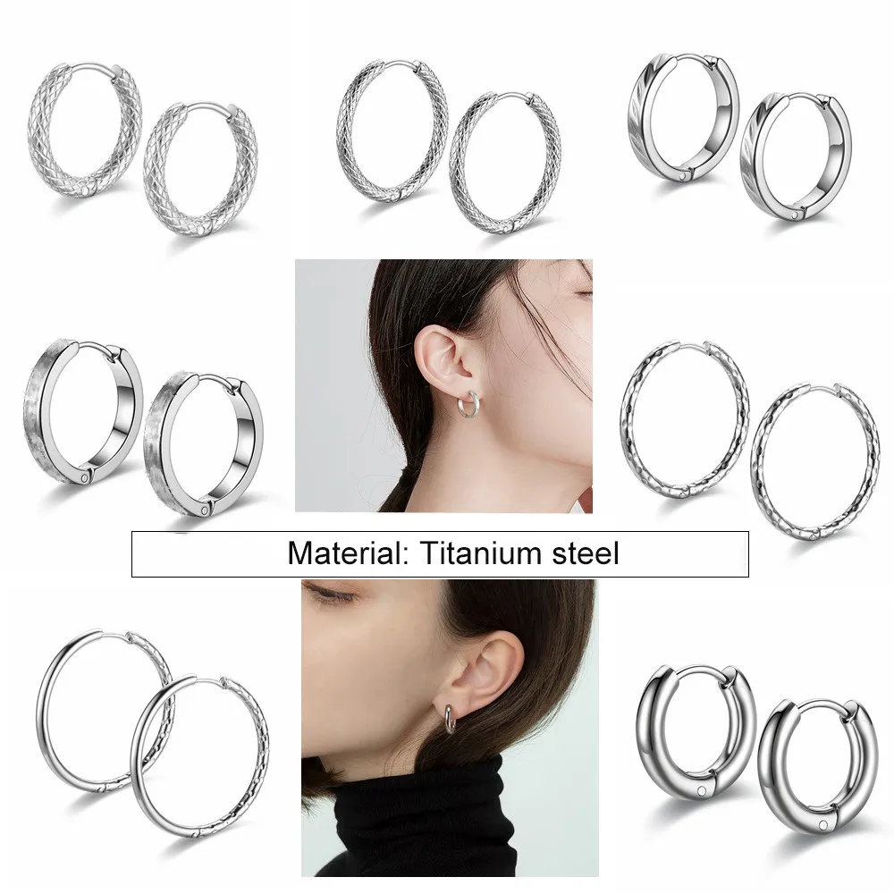 SOHOT  Titanium Stainless Steel Variety Round Hoop Earrings For Unisex And Women Temperament Fashion Simple Party Gift Wholesale