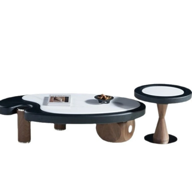 

Medieval coffee table combination, living room home retro oval solid wood tea table