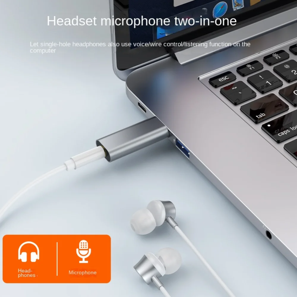 USB To 3.5mm Headphone 3.5mm Adapter 2 in 1 Audio Earphone Jack Adapter Portable External Stereo-Sound Wired Headset Converter