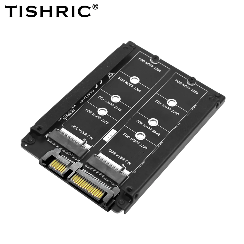 TISHRIC Double Port M.2 NGFF SSD M.2 to Sata 22PIN Adapter Card Into 2.5in SATA interface For 2230-2280 M2 SSD