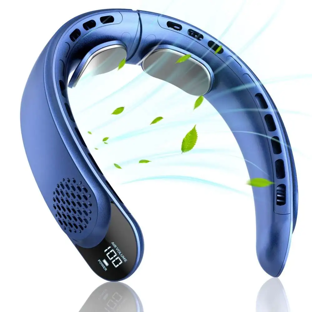 Wearable Bladeless Neck Fan Portable Rechargeable Mute Personal Cooling Fan With Digital Display For Summer Daily Commute