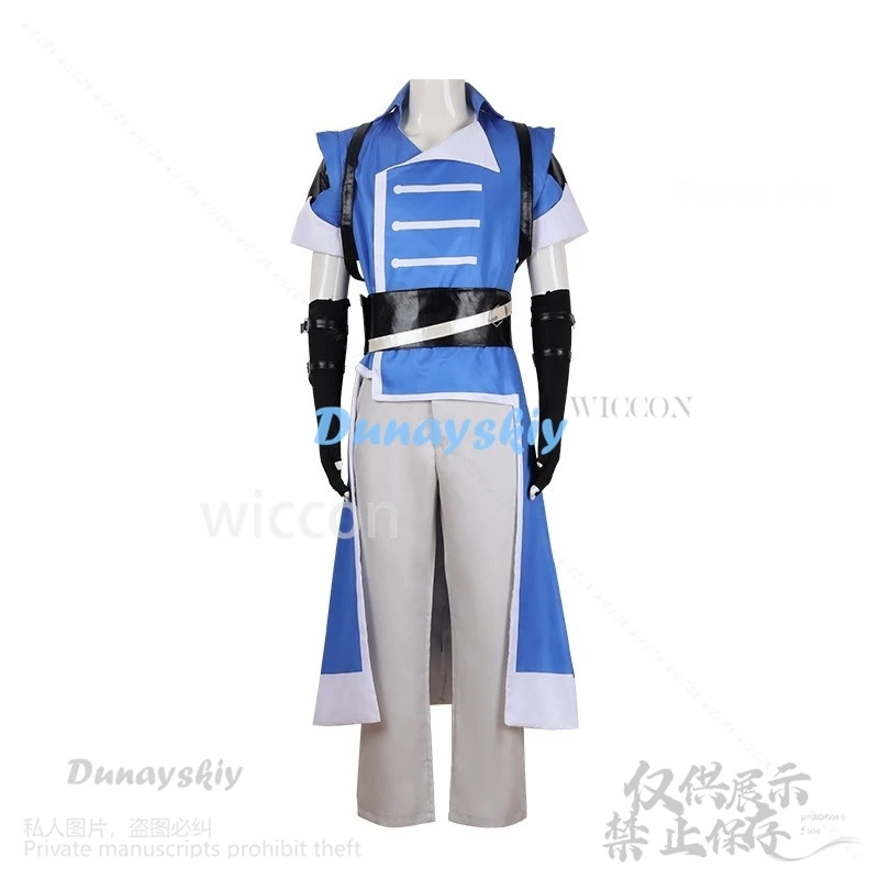 Anime Castlevania Nocturne Cosplay Richter Belmont disfraz uniforme azul Top pantalones peluca para hombre Cos Halloween Navidad personalizado