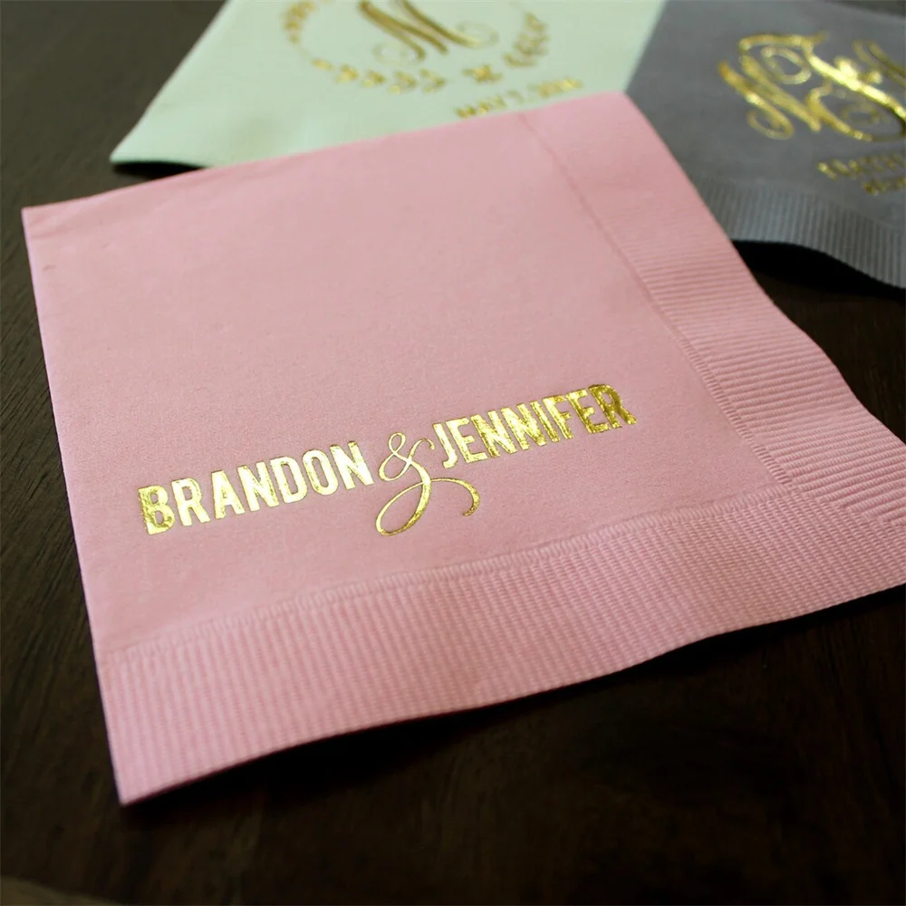 Custom Bride and Groom Wedding Napkins, Personalized Beverage Napkins, Wedding Bar Napkins, Rehearsal Dinner, Engagement Party