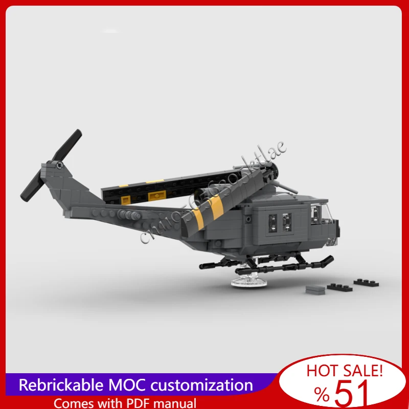 428 PCS MOC Funzionale Militare UH-1 Modello di Elicottero Modulare Blocchi di Costruzione Tecnologia di Montaggio Giocattoli Per Bambini Regali di Festival