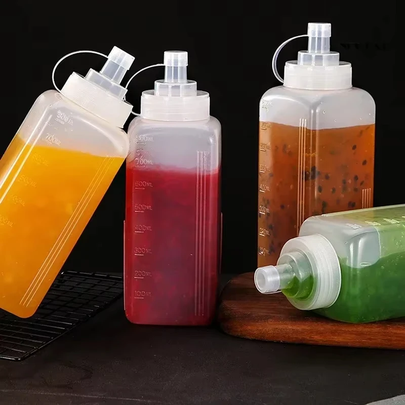Large Diameter Plastic Squeeze Sauce Bottle Multifunctional Jam Salad Seasoning Ketchup Condiment Dispenser Kitchen Gadget