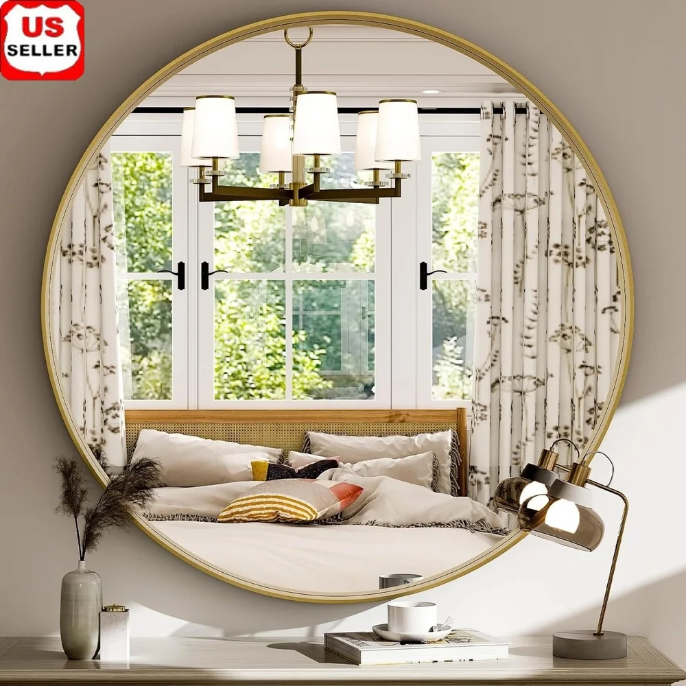 

Круглое настенное зеркало 30x30, глубокая рама, алюминиевый сплав, устойчивое к ржавчине зеркало для ванной комнаты, небьющееся, простая установка, домашний декор