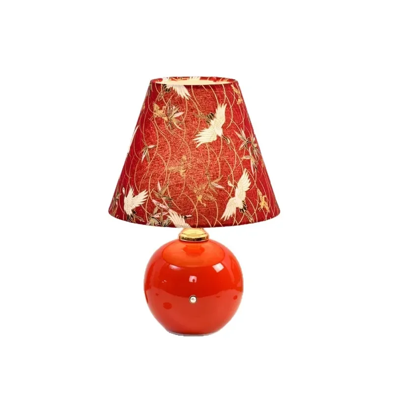 Modern Simple Red Bedside Lamp Pair Festive Atmosphere Desk Light Wedding Room Decor Gift for Bride Dowry Decoration