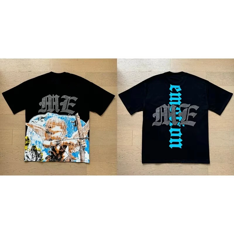 2026 Modemarke MIXED EMOTION T-Shirts für Männer und Frauen, Paar-Streetwear mit Engel-Print, Sommer-Top, Rundhals, Kurzarm – Detail 3