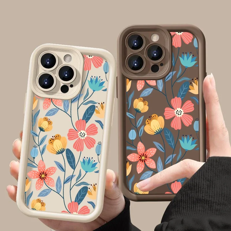 Ins Style Colorful Flowers Silicone Phone Case For iPhone 16 Pro Max 15 Pro 14 13 12 11 Mini Senior Fashionable Y2K Phone Cases image 3